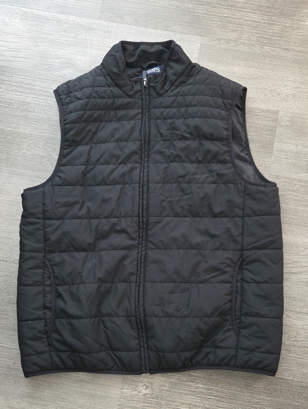 Chaps Black Quilted Zip-Up Vest